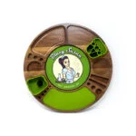 Walnut Spinning Rolling Tray with Green Silicone Inserts