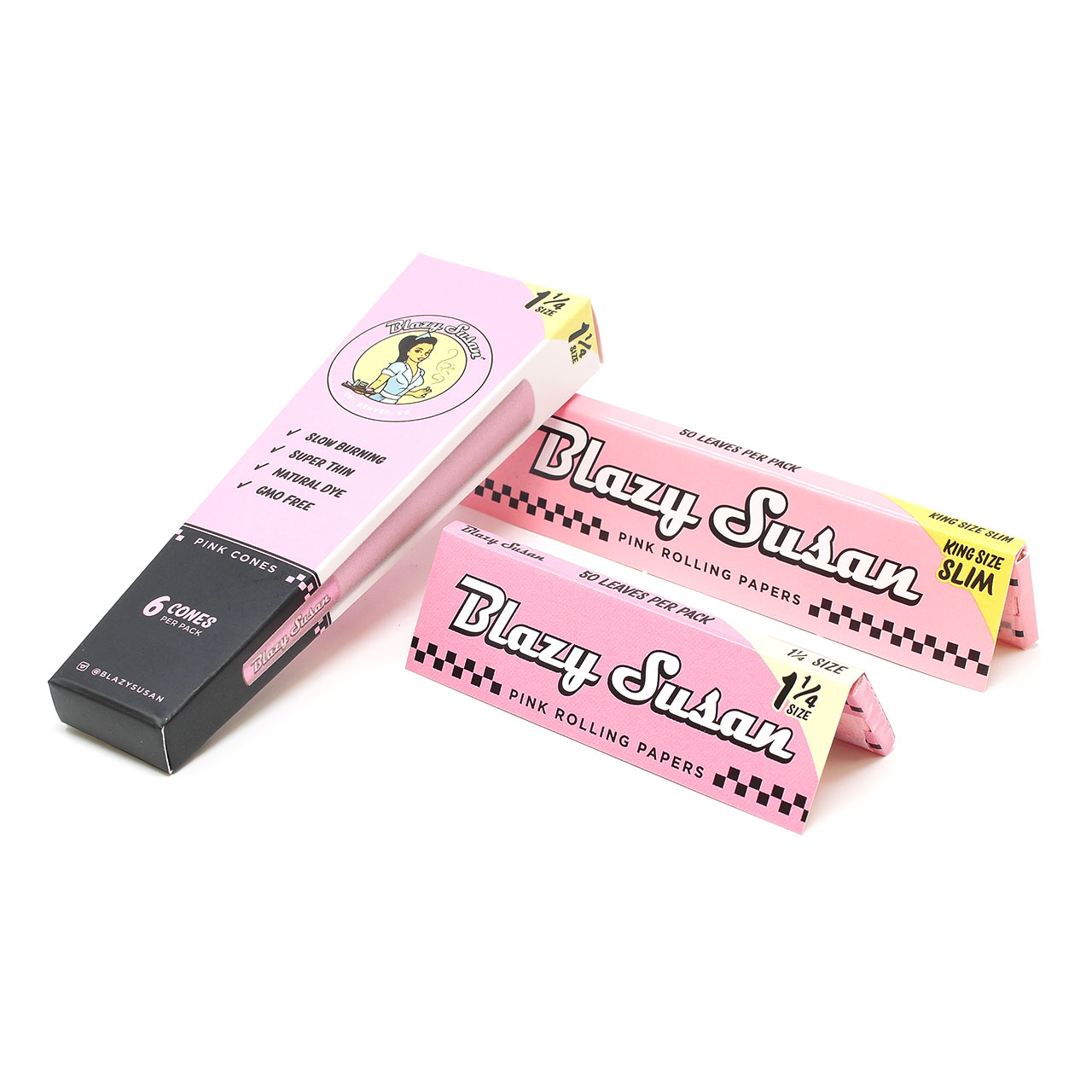 Blazy Susan Pink Pre-Rolled Cones King Size 110mm 2/3ct box=6ct 