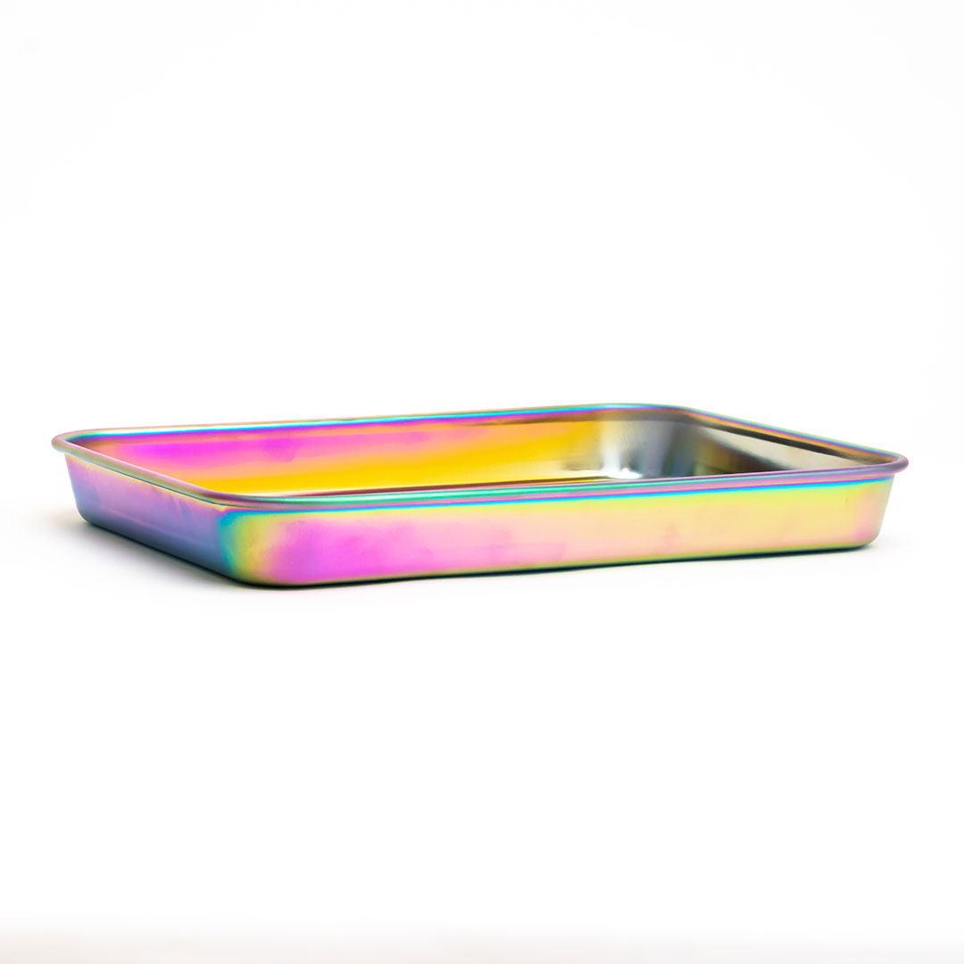 Small Gold Silver Rainbow Rolling King Stainless Steel Rolling Tray Large 
