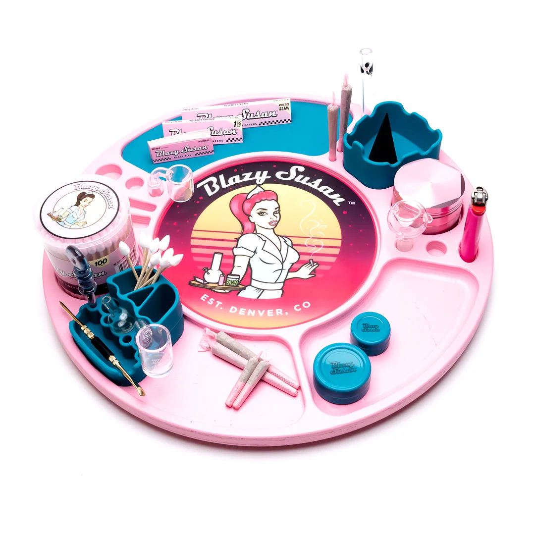 Pink Blazy Susan Spinning Rolling Tray