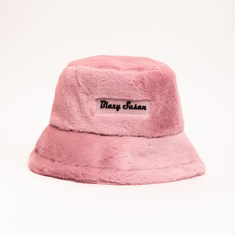 pink fuzzy bucket hat