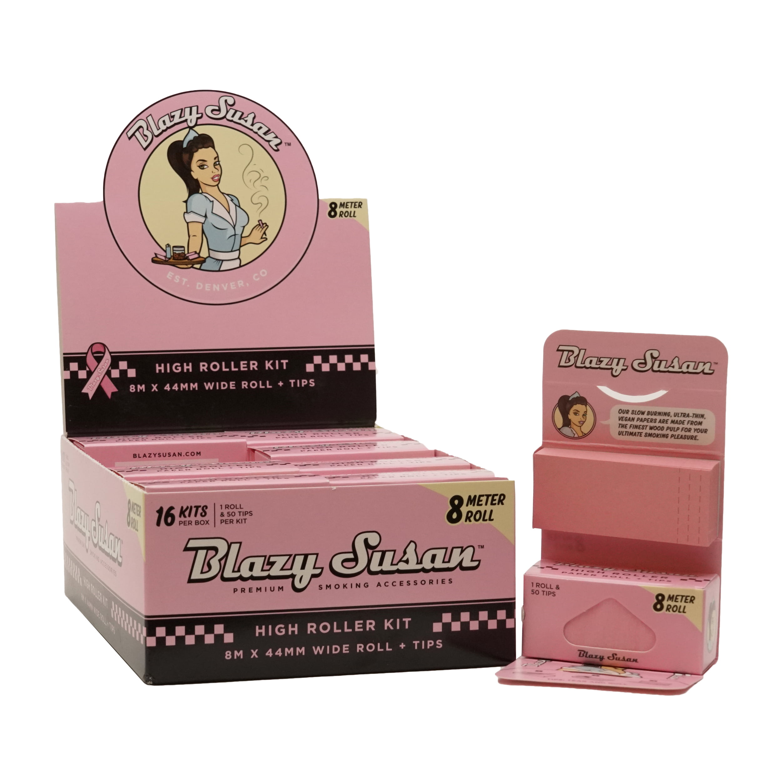 Blazy Susan Pink Deluxe Rolling Kit  Pink King Size Slim Rolling Pape –