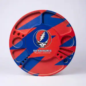 Grateful Dead Spinning Rolling Tray - Red and Blue Stealie