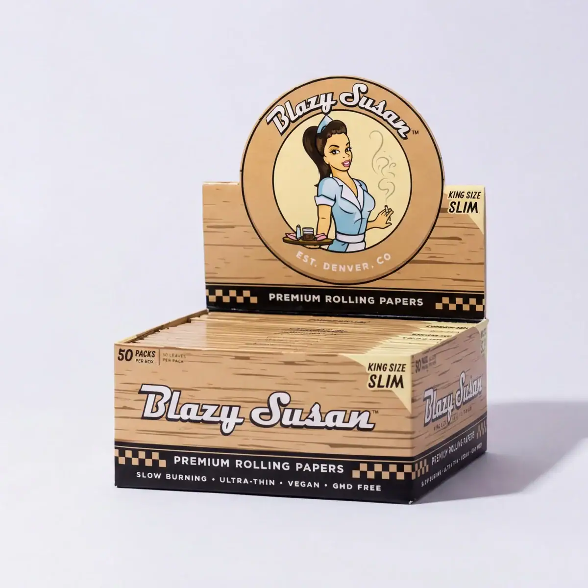Blazy Susan 1 1/4 Pink Rolling Papers - 50 Pack (50 Papers Per Pack) Free Shipping