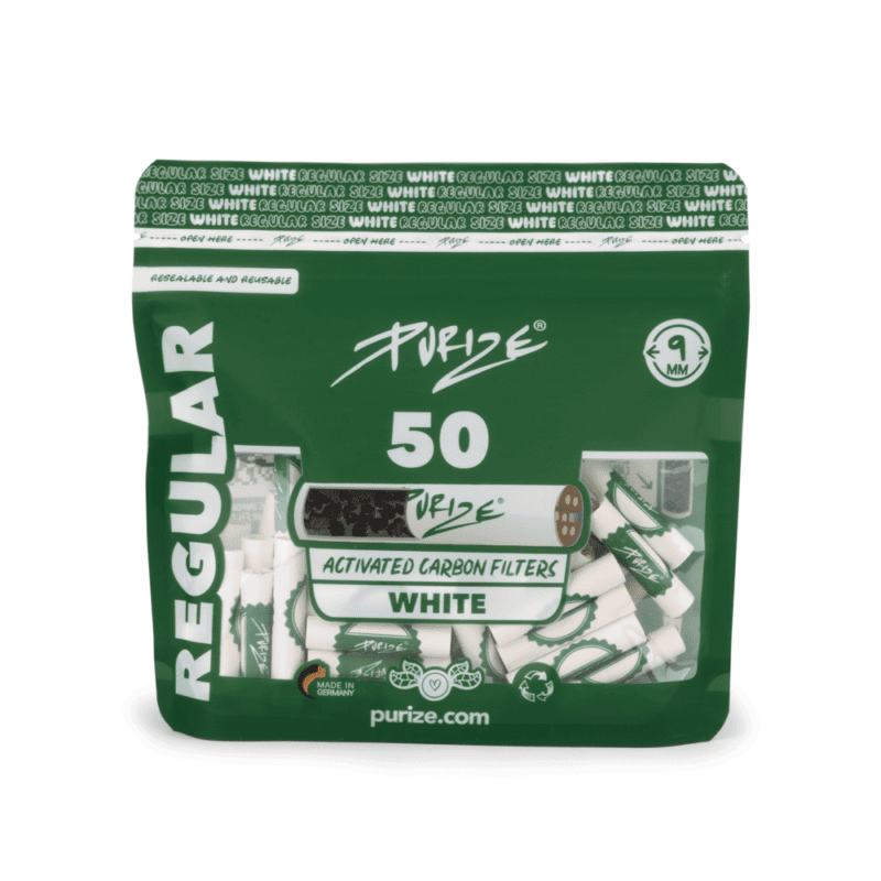 PURIZE Regular Size Active Carbon Filter 50ct Bag in White
