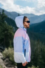 pink and purple windbreaker side view